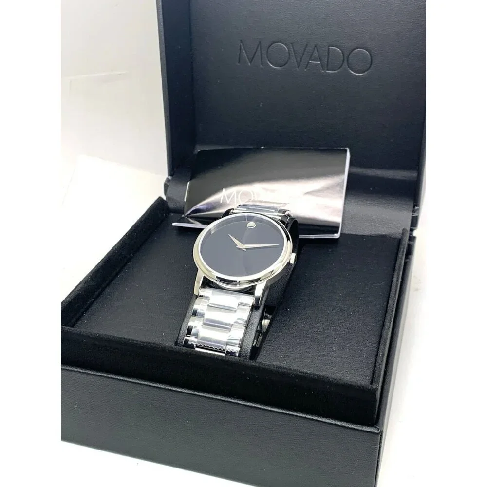 Movado Men's Watch 2100014 Museum Black Dial Swiss Quartz Silver Steel 38mm
